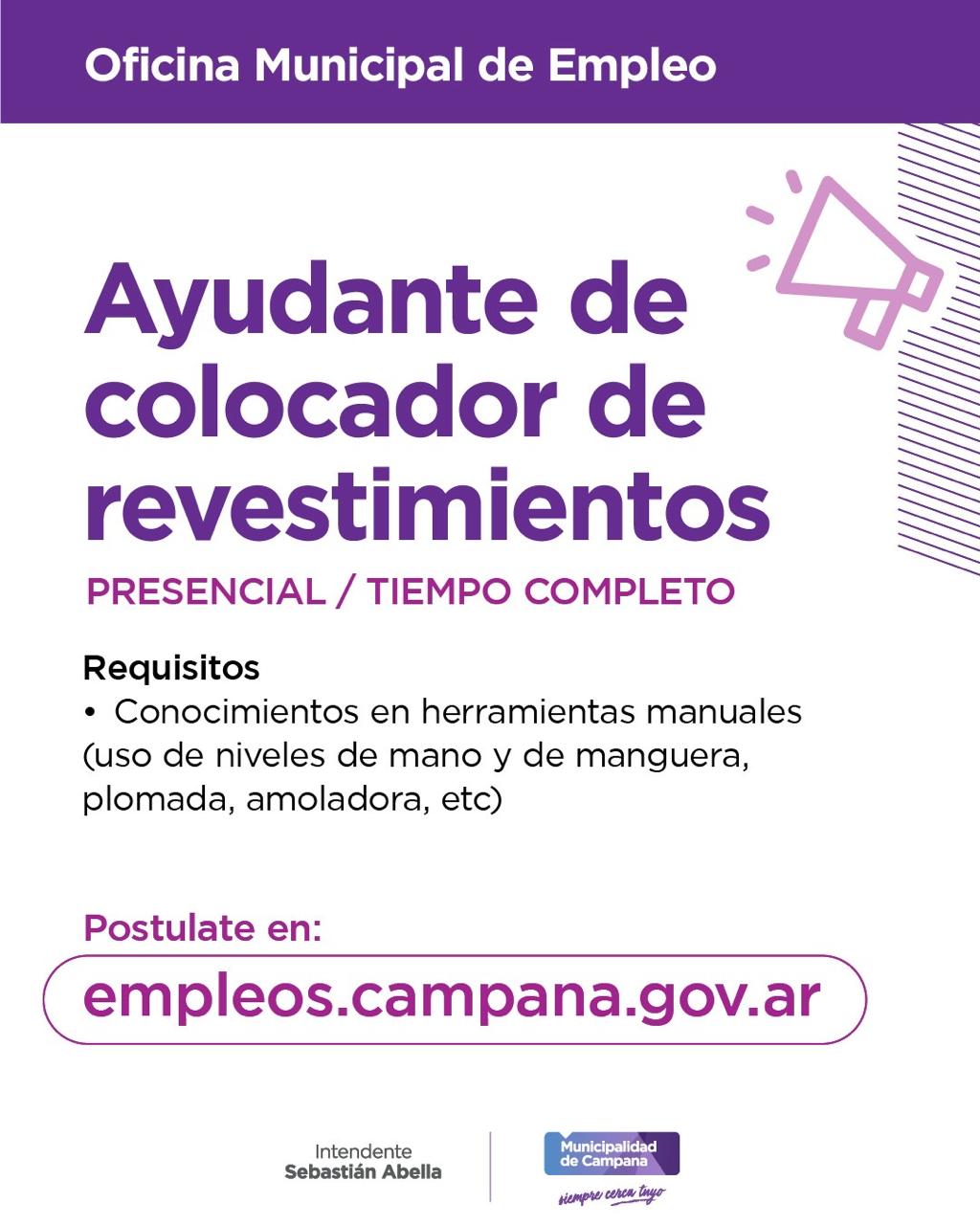 Ayudante de colocador de revestimientos