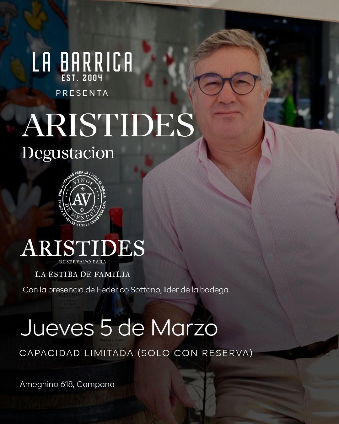 Experiencia sensorial en La Barrica Vinoteca: descubrí bodega Arístides junto a Federico Sottano