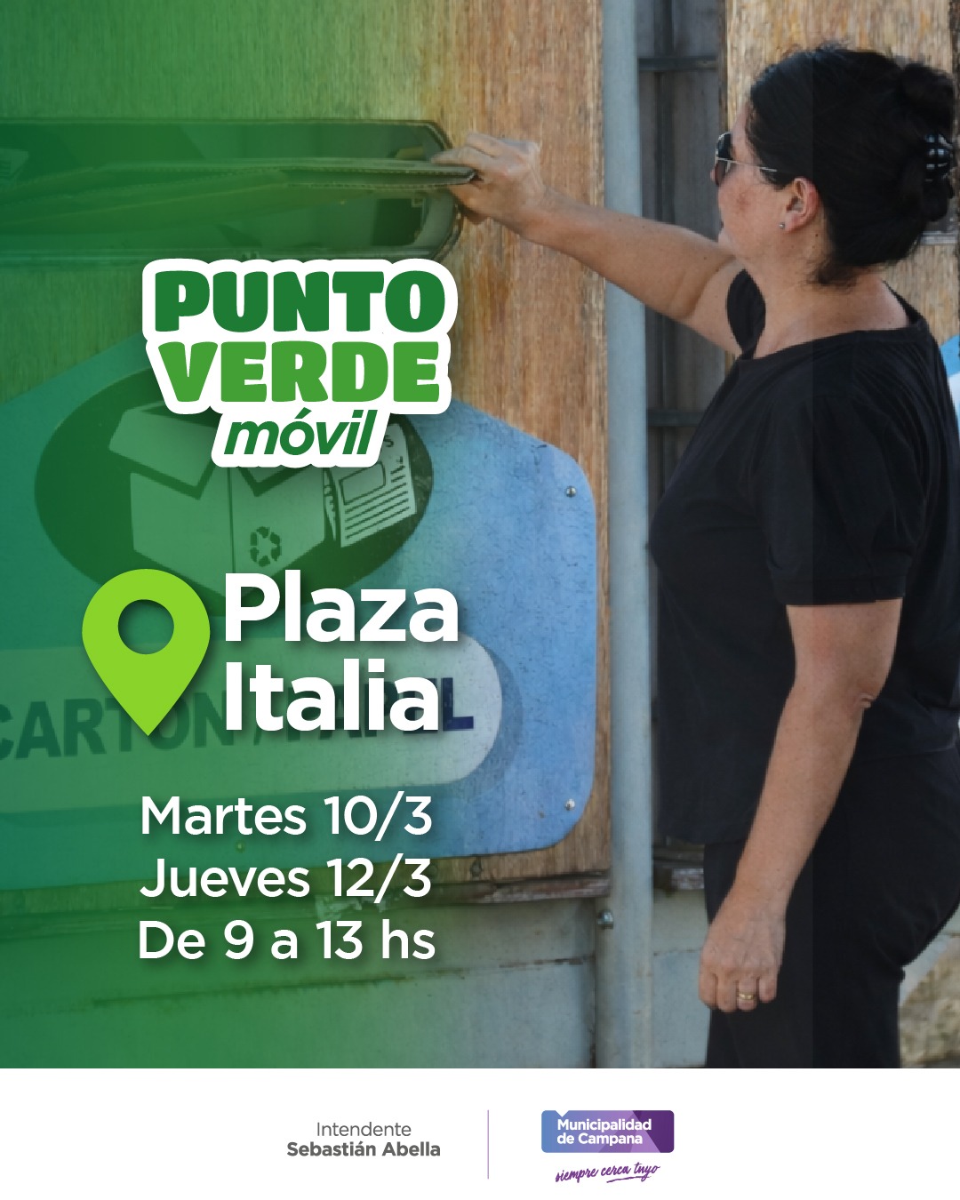 Vuelve el Punto Verde Móvil a Plaza Italia este martes y jueves