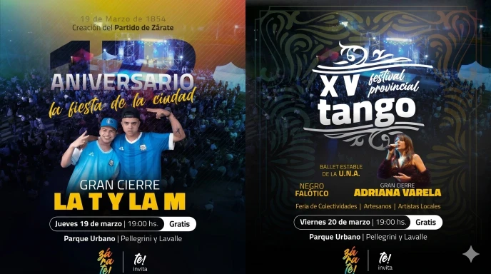 Zárate celebra hoy su 172º aniversario con el gran show de La T y La M